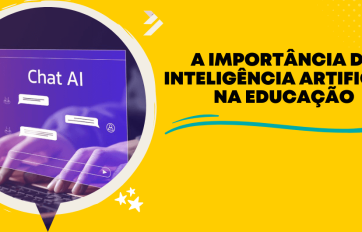 Tela virtual com chat de IA sobre notebook representa o avanço da tecnologia e a importância da inteligência artificial na educação.