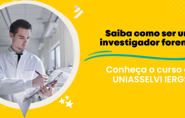 Estudante analisando dados em laboratório científico enquanto aprende como ser um investigador forense, destacando formação e carreira na área de investigação criminal.